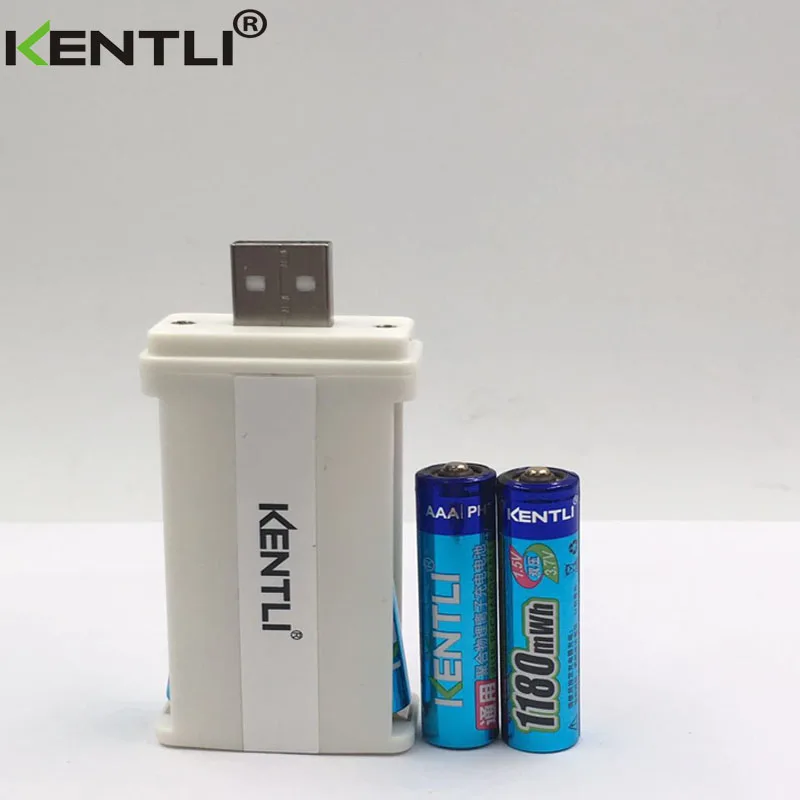 KENTLI 2pcs no memory effect 1.5v 1180mWh AAA lithium li-ion rechargeable batteries battery +2 channels  lithium charger
