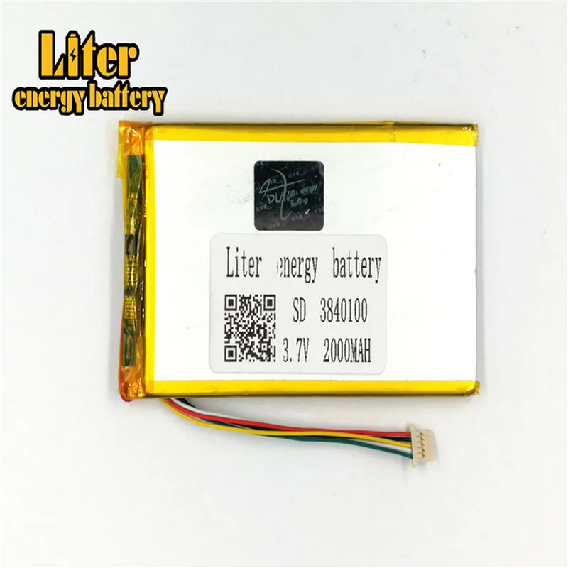 1.0MM 5pin connector 3840100 3.7V 2000mah Lithium Polymer Battery for tablet pc 7 inch MP3 MP4 MP5 Battery