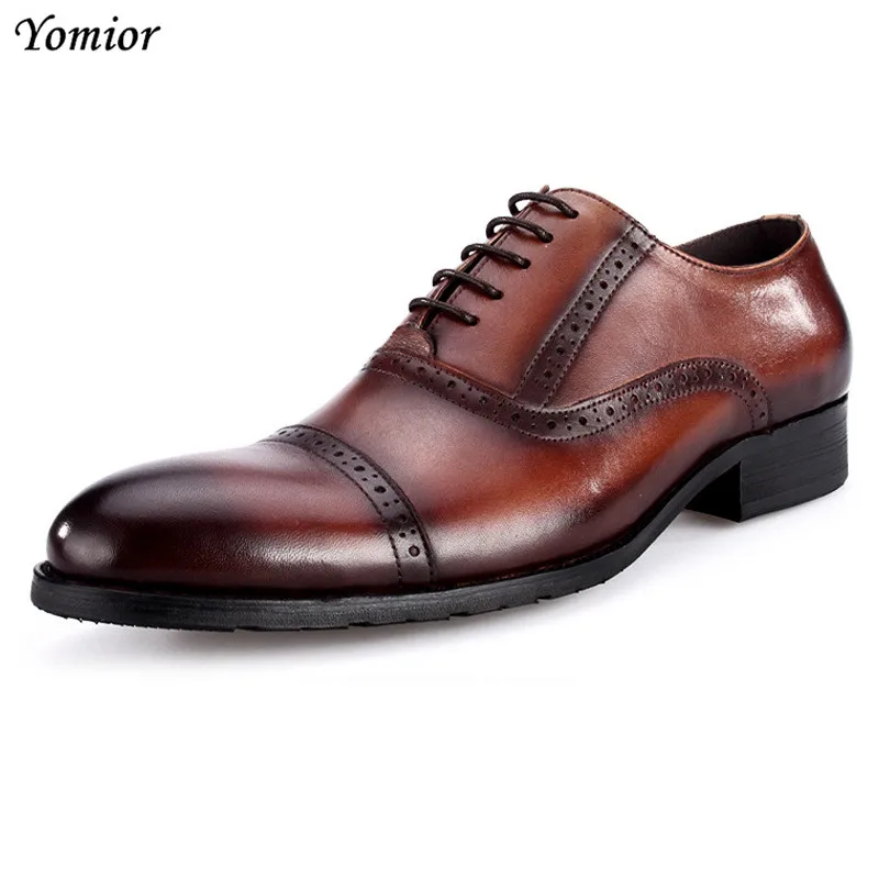 

Fashion Men Shoes Genuine Leather Brogue Dress Shoes Brand Luxury Men's Business Casual Classic Gentleman Office Wedding Shoes