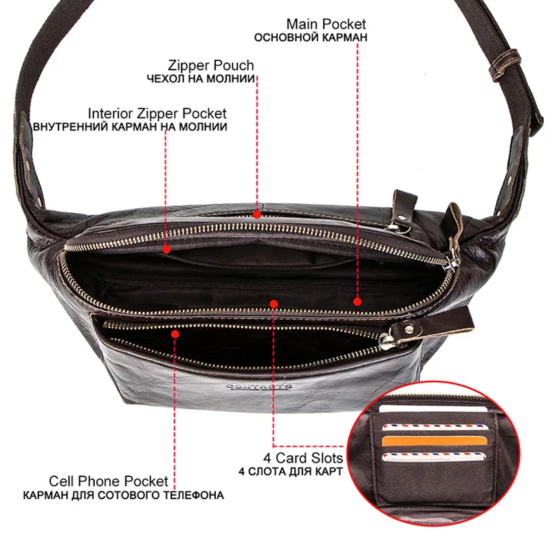 CONTACT\'S-riñonera de cuero genuino para hombre, bolsa de cintura masculina con tarjetero, con cremallera, Estilo vintage, para iPhone, 2010