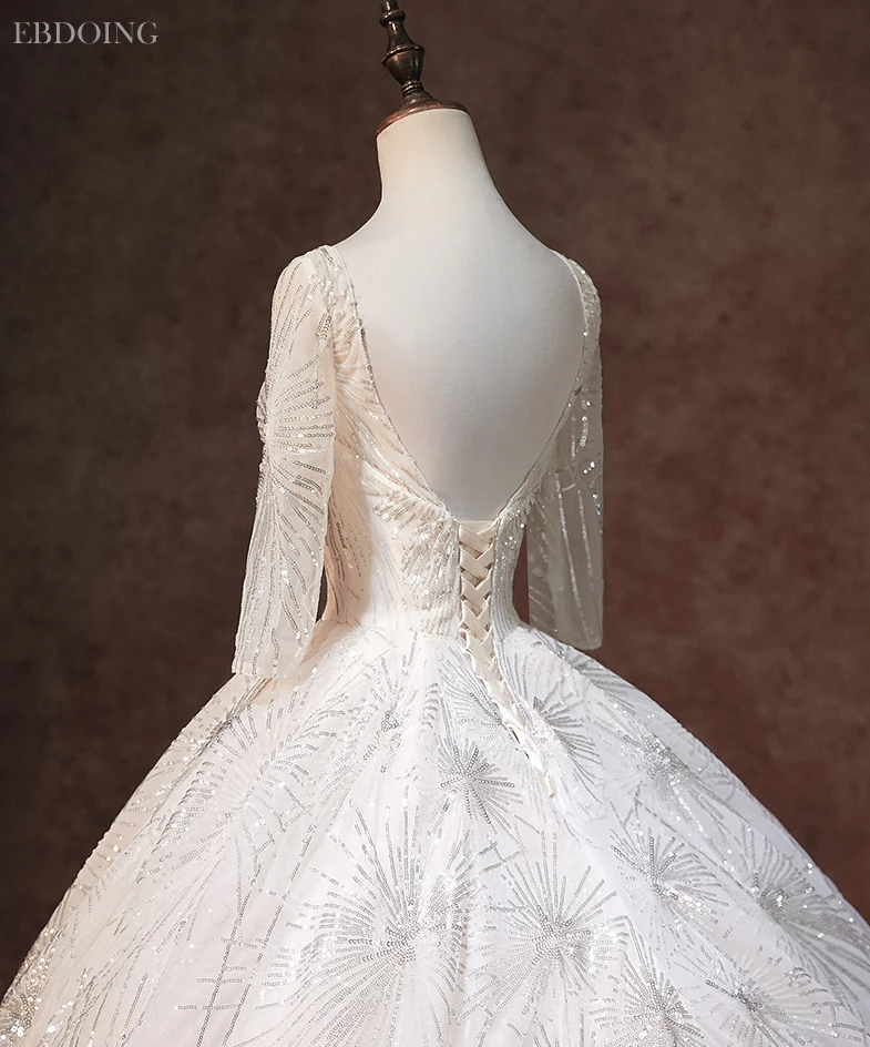 Robe de Mariée Éducative à Traîne Royale, Tenue de Bal, Encolure Carrée, Dos aux, Grande Taille, Sexy