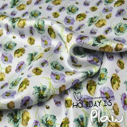 Cute Floral Printing Silk Twill Dress Fabric 16m/m 110cm