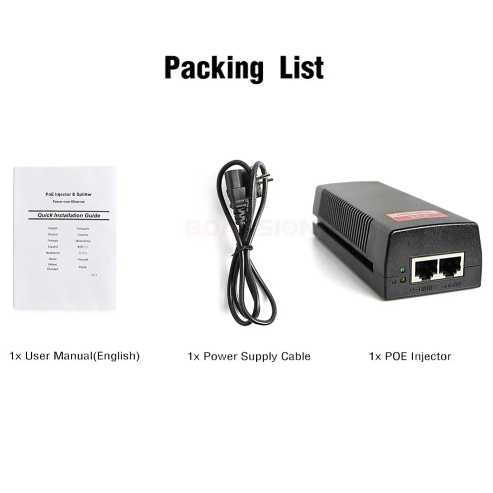 1000Mbps Gigabit 60W Hi Power POE Injector Compatible IEEE802.3bt DC 54V Output 100-240V Input POE Power For CCTV PTZ IP Camera