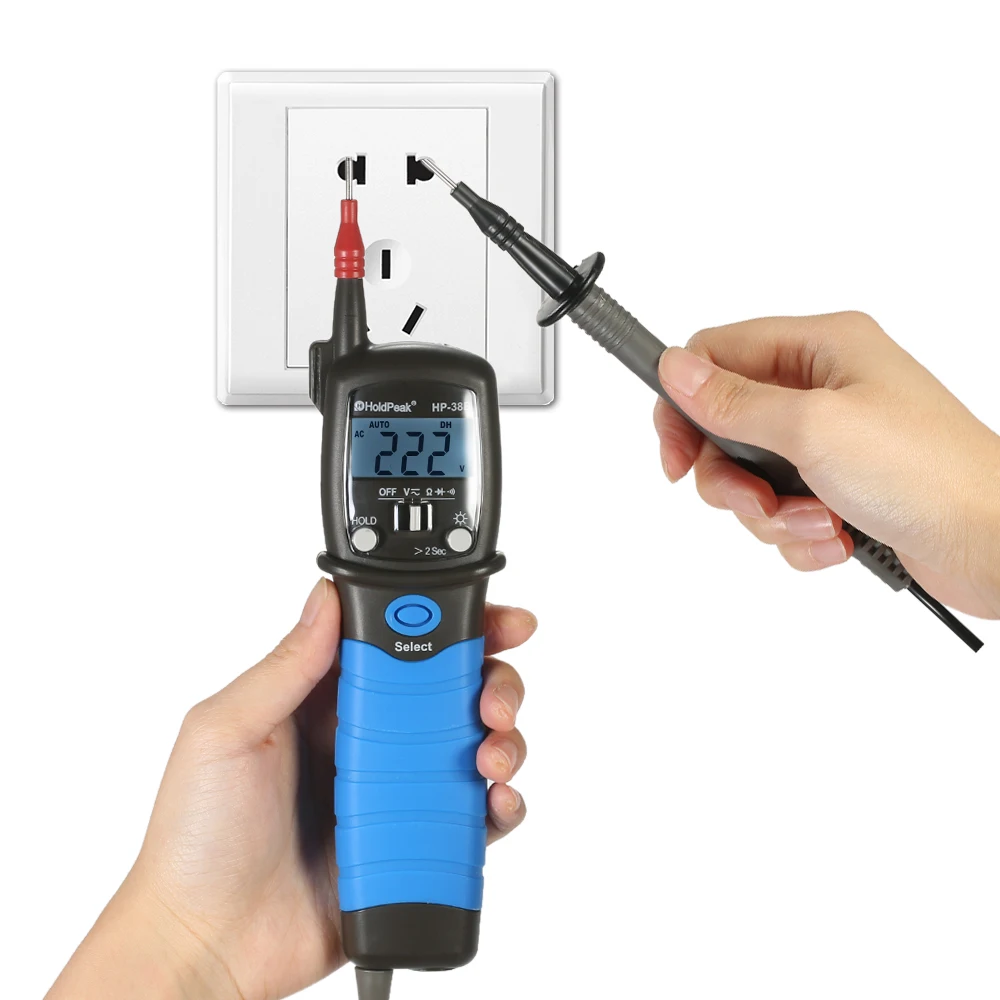 HoldPeak HP-38B ( magazyn RU/USA/UK) typ pióra automatyczny zakres napięcia Tetser LCD profesjonalna dioda elektroniczna napięcia AC/DC