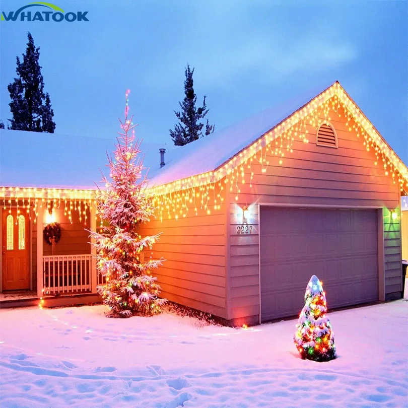 5M kurtyna LED girlandy z lampkami w kształcie sopli Christmas Garland Faiy Light Droop 0.4-0.6m Xmas Garden Street dekoracja zewnętrzna oświetlenie