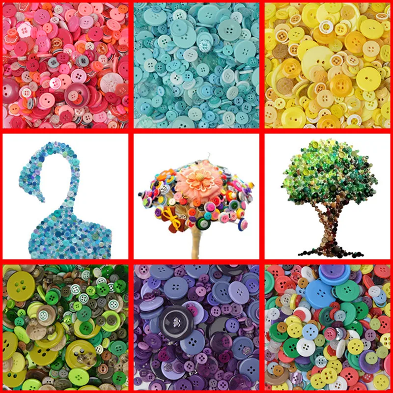 Oeko-Tex Standard 600pcs Mixed Sizes and Colors Round Resin Buttons Lots Craft Sewing Card DIY Kids Hand Crafts 5mm-30mm CR-51