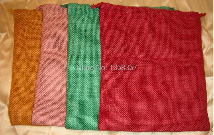 

100pcs/lot wholesale jute/linen/flax drawstring gift bags for toiletry/earphone packaging,Size can be customized,Various colors
