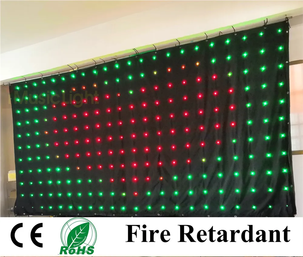 

P18 2Mx4M LED Cloth DMX 80 Programs LED Vision Curtain RGB Stage LED Video Curtain With Controller box&programs