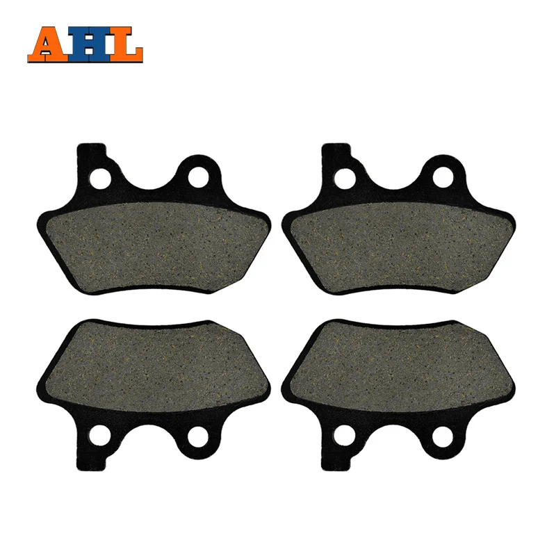 Передние и задние тормозные колодки AHL для мотоцикла Harley FXSTDI/FXSTD Softail Deuce/i 2000-2007, набор черных полуметаллических дисковых тормозных колодок