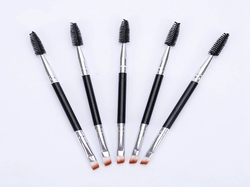 Wholesale 500pcs Excellent Double Ways HappyMakeup Eyebrow Mascara Wand Cosmetic Brush Applicator Double Ended Single Brush Tool