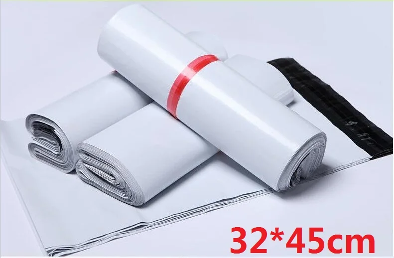 25Pcs/lot 32*45Cm White Poly Self-Seal Mailbags Courier Mailing Bags Express Mail Bag Foldable Storage Bags(00187)