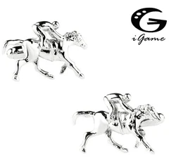 iGame Factory Price Retail Cufflinks For Men Brass Material White Colour Riding Horse Design Cuff Links Free Shipping