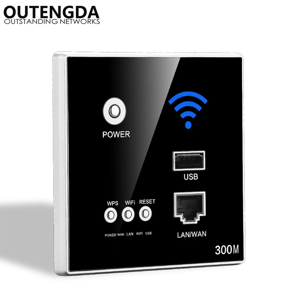 

300Mbps 802.11N in-wall wireless access point for smart home WIFI router support AC Power wireless router with WPS Encryption
