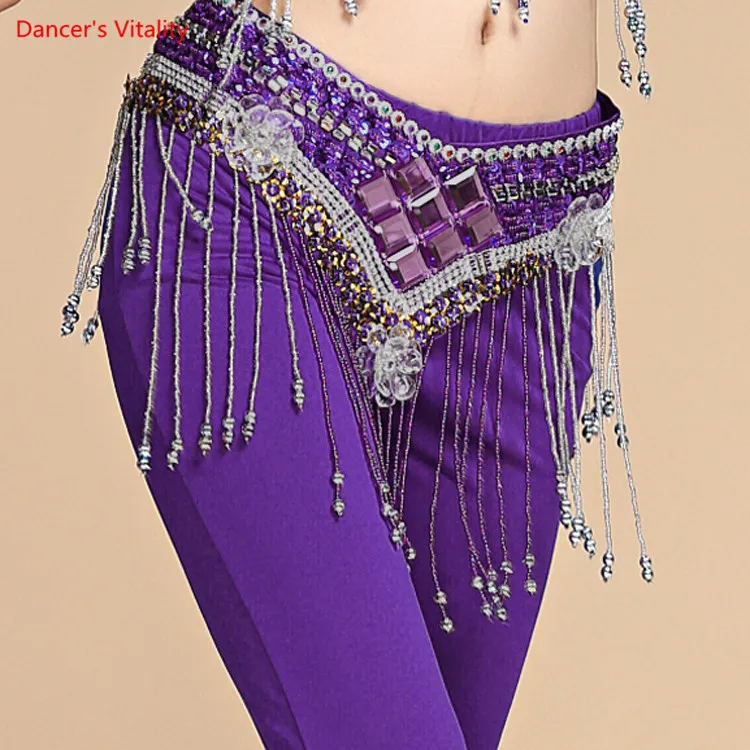 2018 New Belly Dance Coin Belt Tribal Costume Rhinestone Belt Belly Dance Waist Belt On Sale