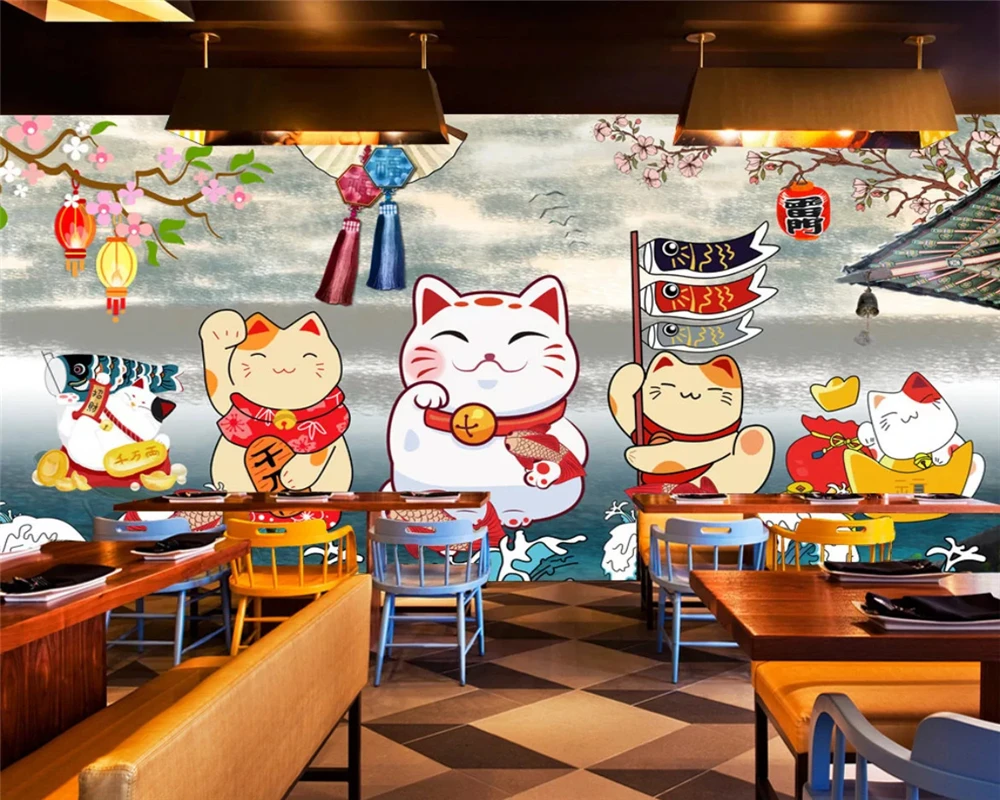 

beibehang Customized eco-friendly wallpaper Japanese cuisine sushi restaurant background wall papers home decor papier peint