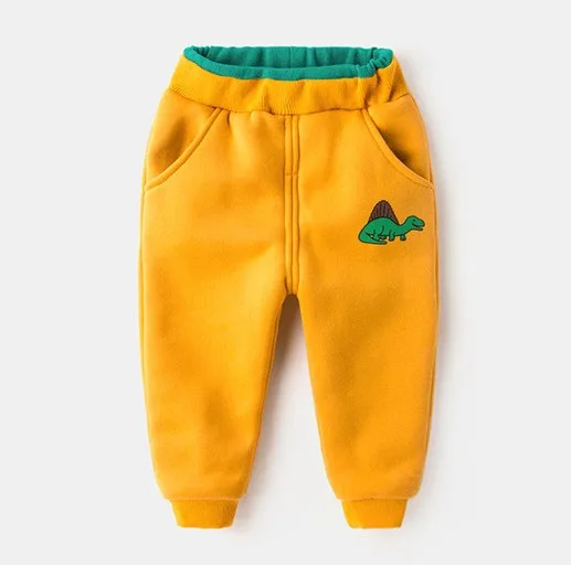 

2022 new boys girls Plus cashmere exercise pants thickening Cotton winter dinosaur kids trousers baby harem warm kids clothing