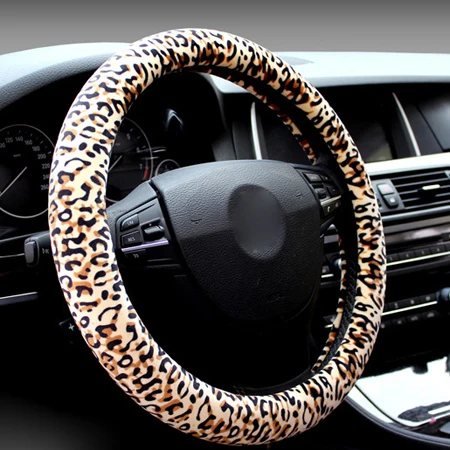 Winter 7 Kleuren Auto Stuurhoes Mode Luipaard Ontwerp Pluche Zachte Universele Vlecht Op De Stuurwiel Car styling