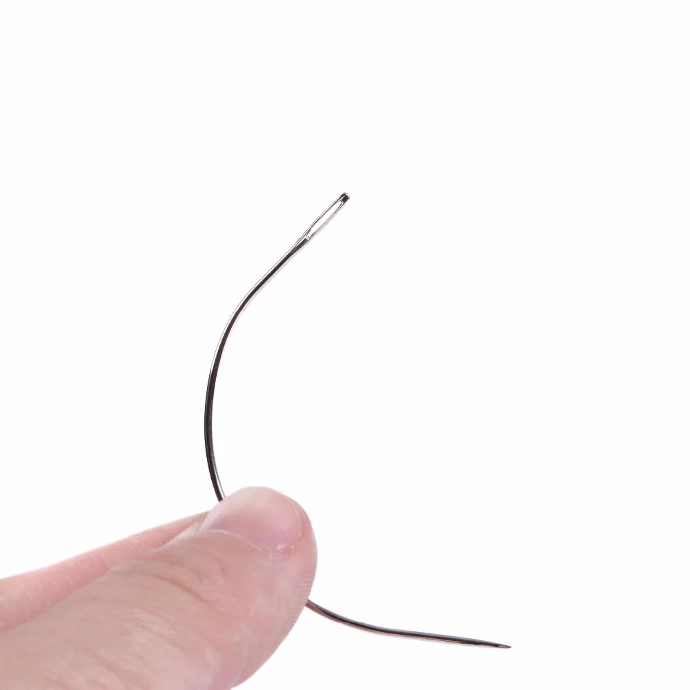 Agulhas de tecelagem cabelo curvadas tipo c, 12 tamanhos com 9cm de comprimento, agulhas de costura para extensão de cabelo, ferramentas comuns e