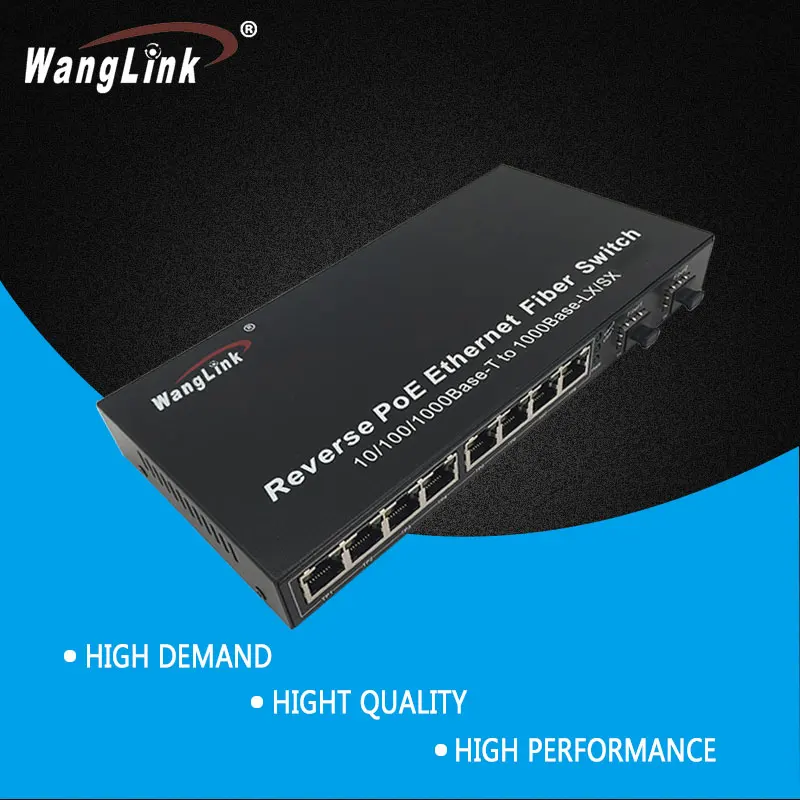 Wanglink-Reverse Poe Ethernet Fiber Switch, 8 Port RPOE Switch with SFP Slot, 12V Output