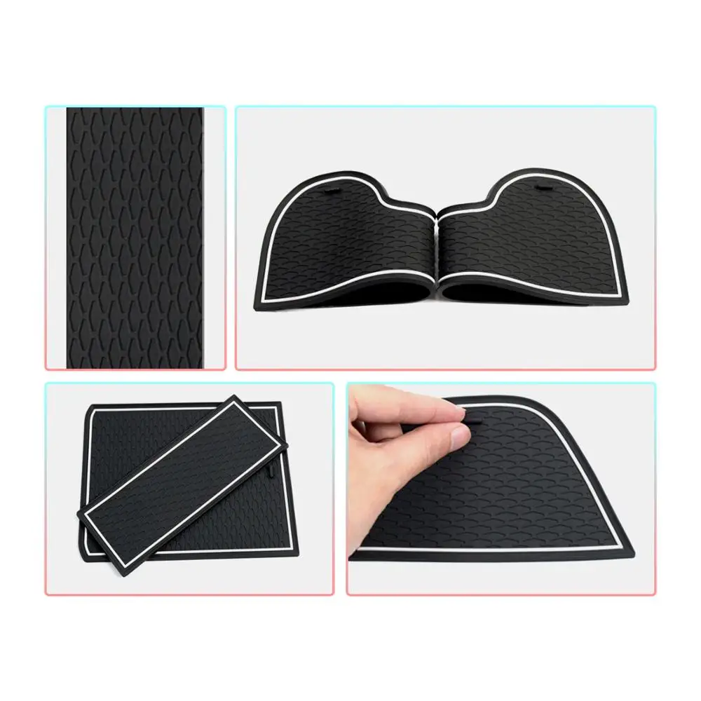 RUIYA Door Groove Mat for Polo MK6 2018-2022 Left Hand Drive Car Anti-Slip Gate Slot Pads Auto Interior Polo 6 Accessories