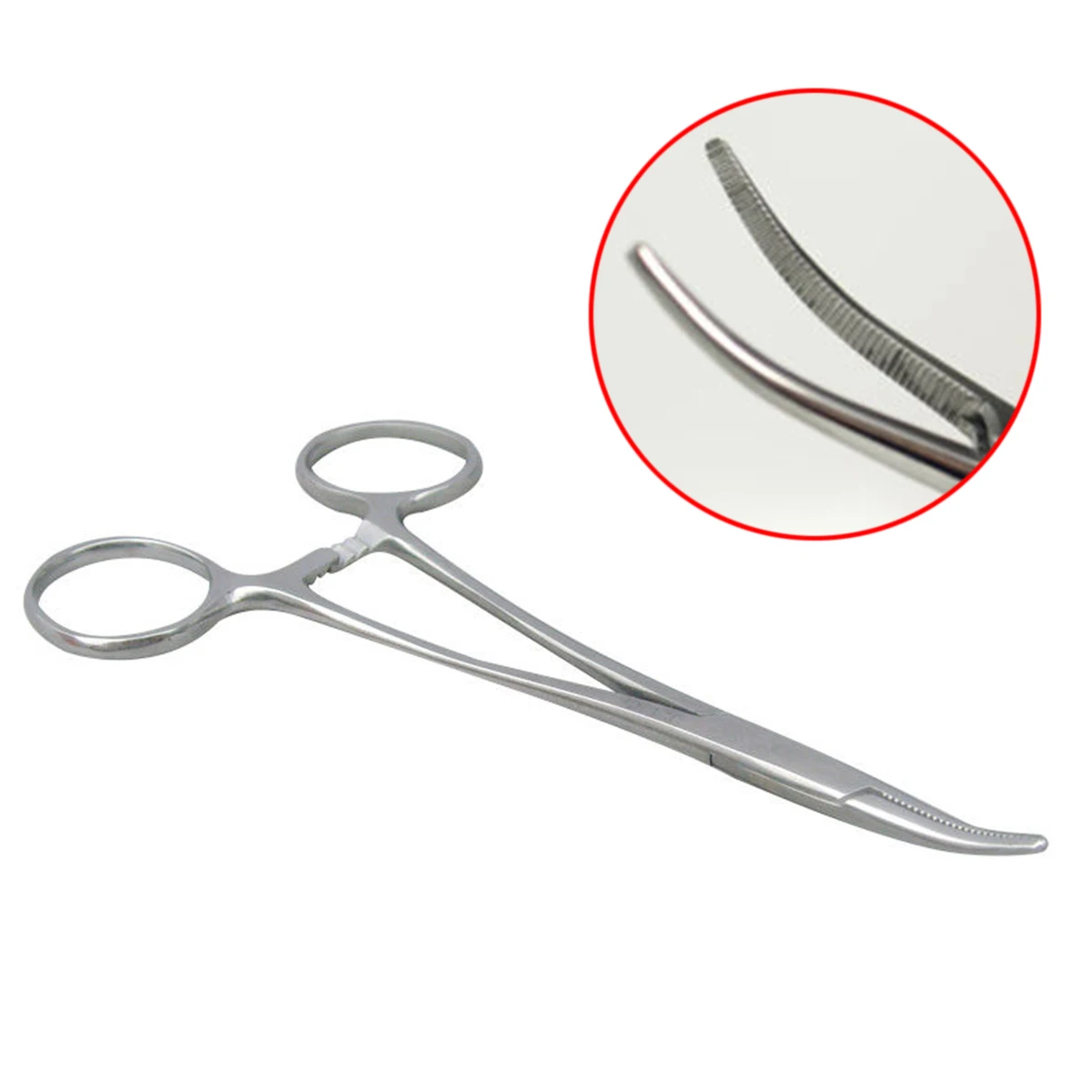 Silver 12.5cm Stainless Steel Fishing Curved Tip Hemostat Locking Clamps Forceps