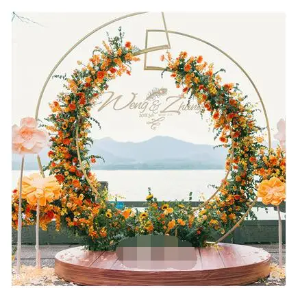 

New wrought iron wedding single tube ring frame background decoration. Round flower door double Rod (unit) ring frame.