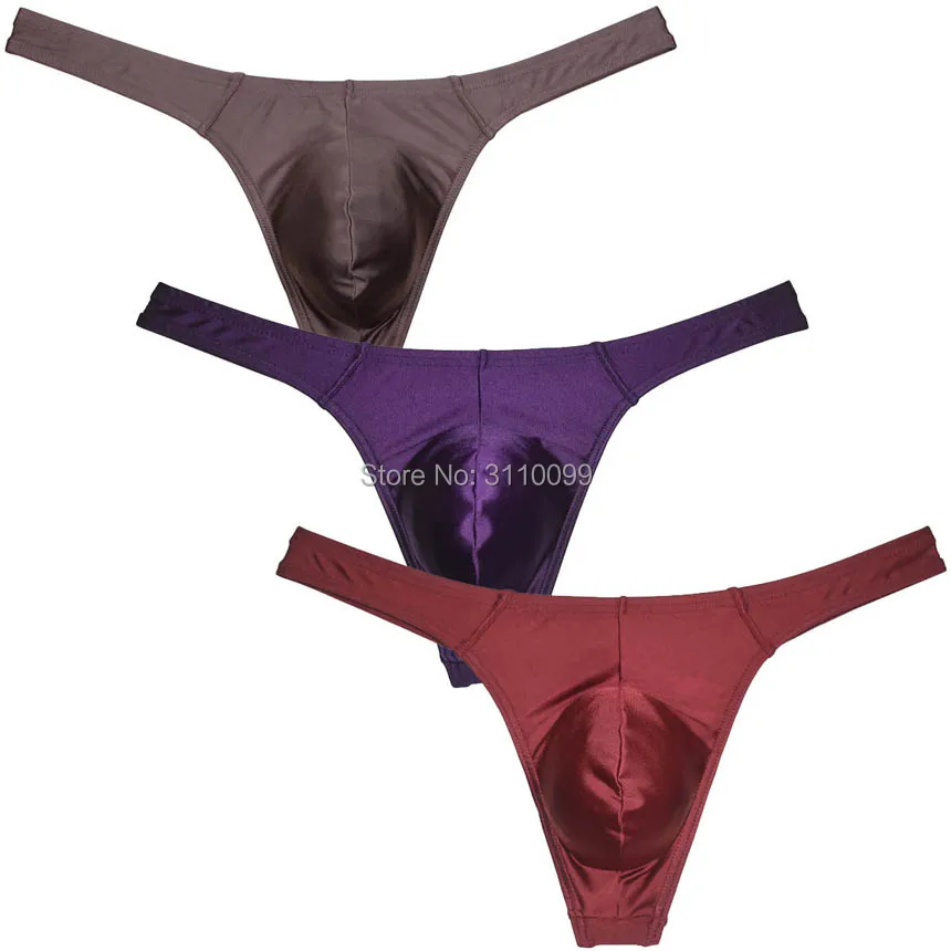 Men's Soft and breathable Bikini Pure colour Thong Bulge Pouch to increase Underwear T-back