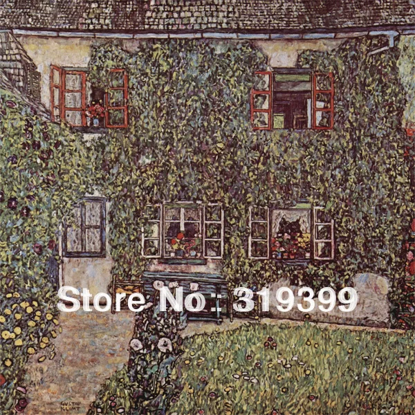 

Oil Painting reproduction on Linen Canvas,Forester's House in Weissenbach II by Gustav Klimt,Free fast ship,Handmade,Museam