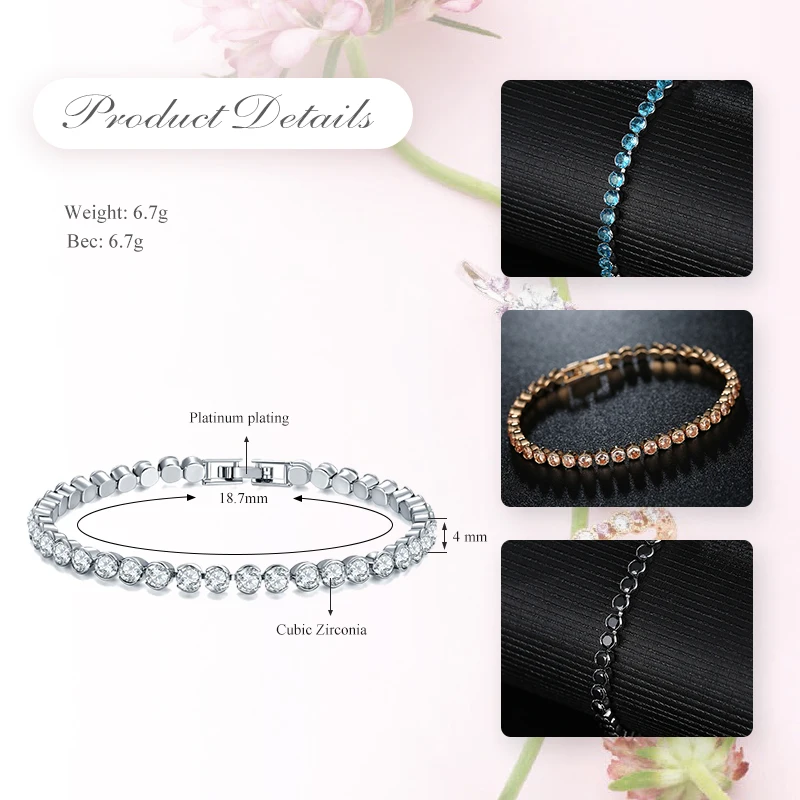 UMODE New Women Fashion Bracelets Luxury Round Cubic Zirconia Bracelet for Women Wedding Jewelry Gifts UB0175A