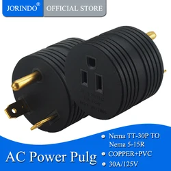 JORINDO [TT-30P to 5-15R] Nema TT-30P to 5-15R 30Amp to 15Amp RV AC Adapter, TT-30P 30A to 5-15R 15A RV Plug Adapter.