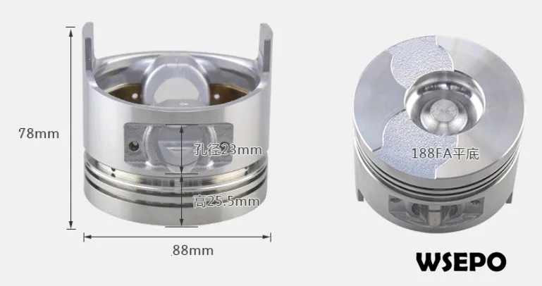 Chongqing Quality! Piston for 188FA 11HP Air Cooled 04 Stroke Diesel Engine,6KW~7KW Generator Parts