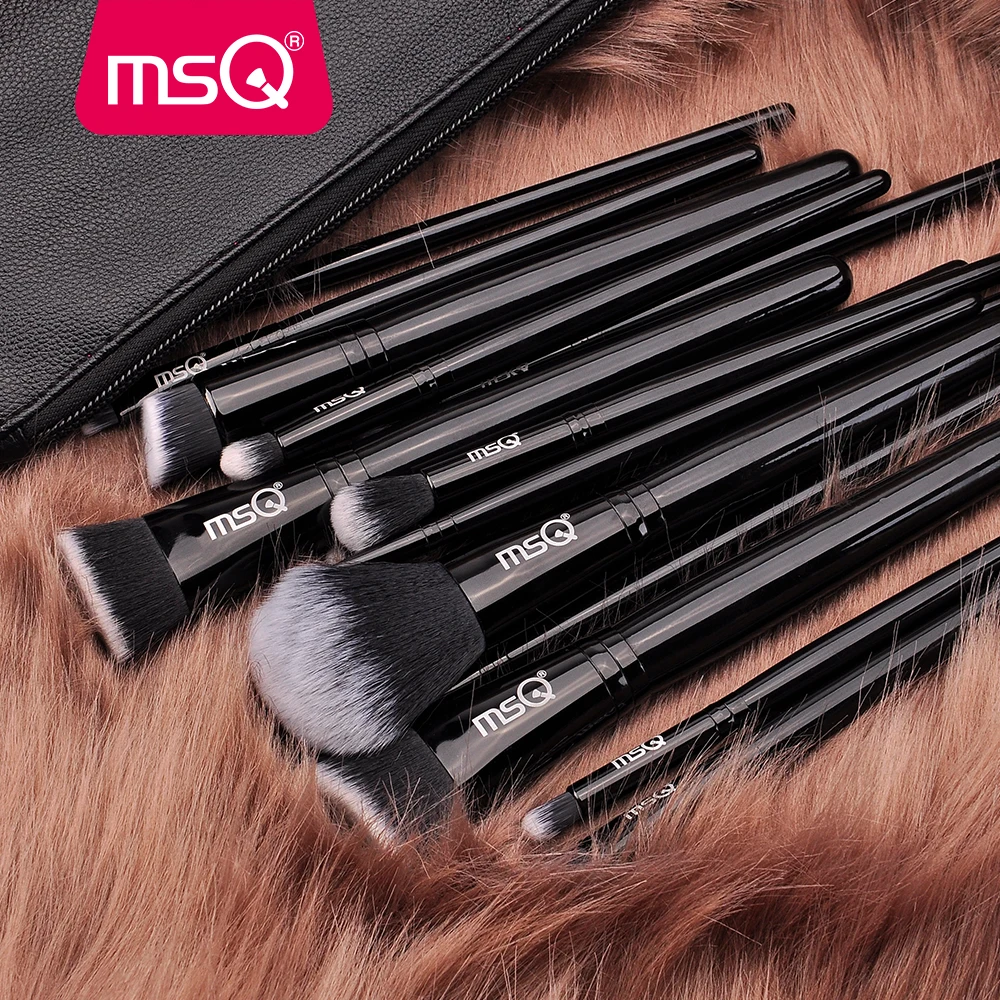 MSQ 15pcs Makeup Brushes Set pincel maquiagem Black Classical Powder Foundation Eyeshadow Make Up Brushes Synthetic Hair