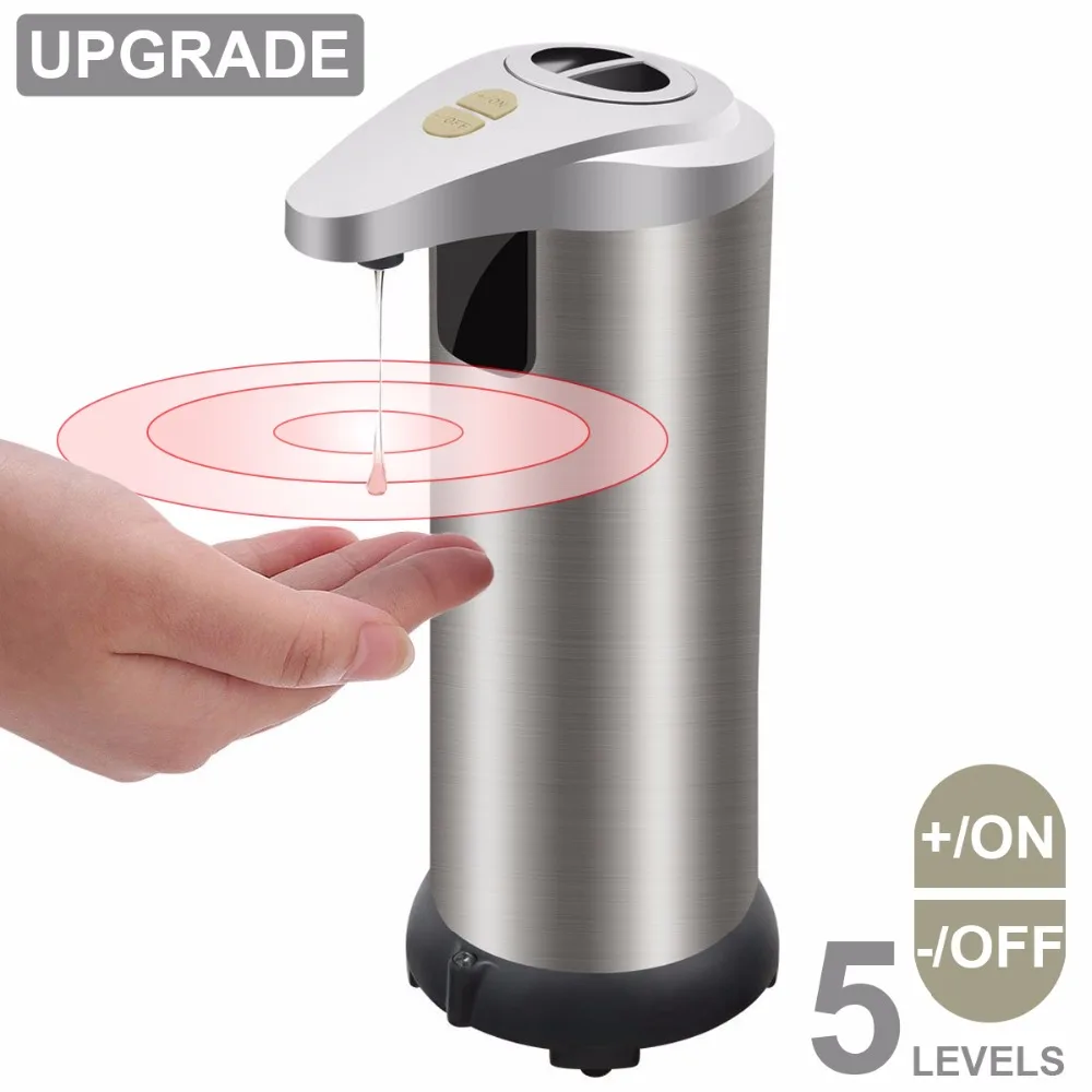 2018 New Soap Dispenser Automatic Hands Free Fingerprint Resistant Stainless Steel Soap Dispenser, Touchless Auto soap Dispenser