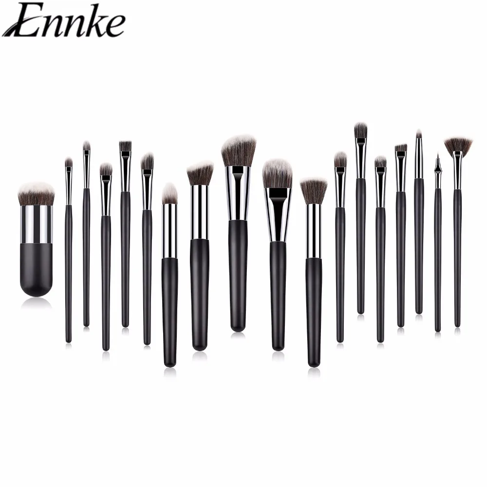 ENNKE 18Pcs Makeup Brush Wood Handle Face Contour Eyeshadow Eyeliner Blending Brush Make Up Cosmetic Tool