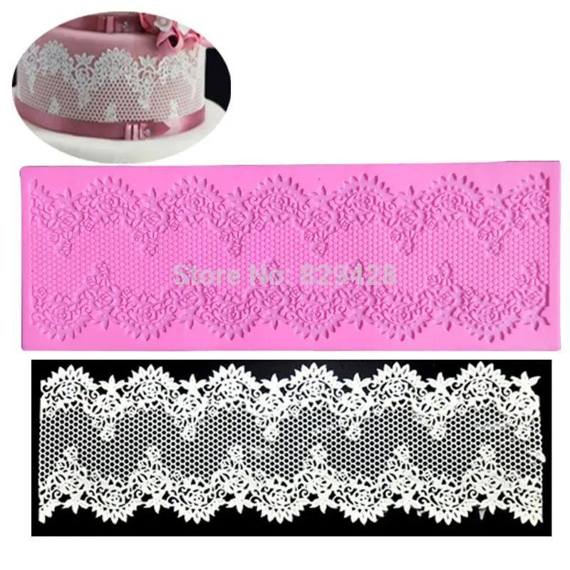 Flower Silicone Lace Mold Big Size Cake Decoration Fondant Sugarcraft Gumpaste Mould Border For Round Cake