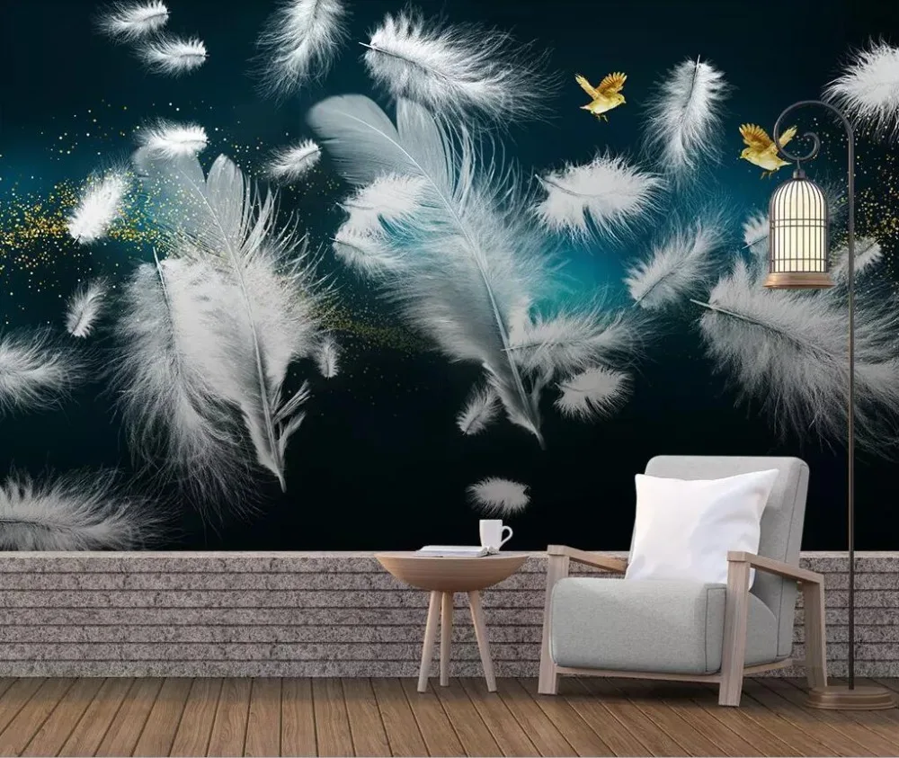 

Nordic contracted dream feather bird background wall decoration painting