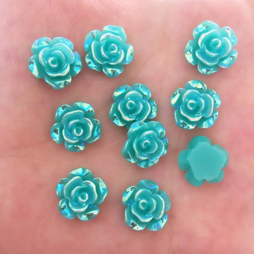 60pcs AB Resin 12mm Mini Cute Flower Flatback Rhinestone Scrapbook Ornaments DIY  Wedding Appliques Craft W82*2