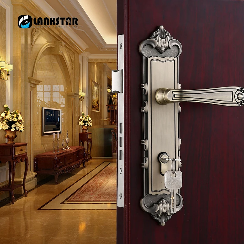 Processing Customized Bronze Color Zinc Alloy Handle Lock Wooden Door Copper Lockcore Mechanical Locks