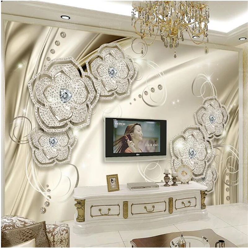 wellyu  Custom wallpaper   Golden palace wind 3d stereo jewelry silk European TV background wall   papel pared  papel de pare