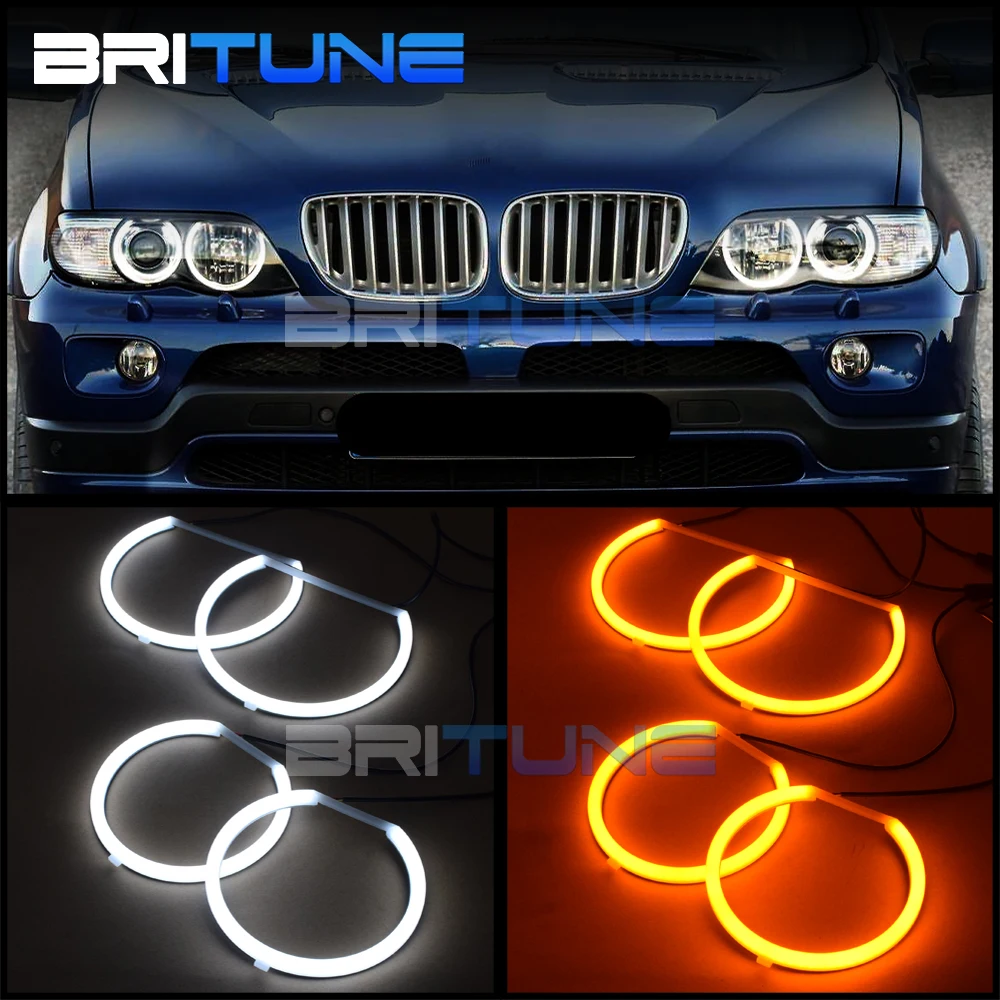 Cotton Angel Eyes Tuning For BMW X5 E53 Xenon Halogen Headlight LED Switchback Halo Ring Daytime Running Lights Accessories DIY