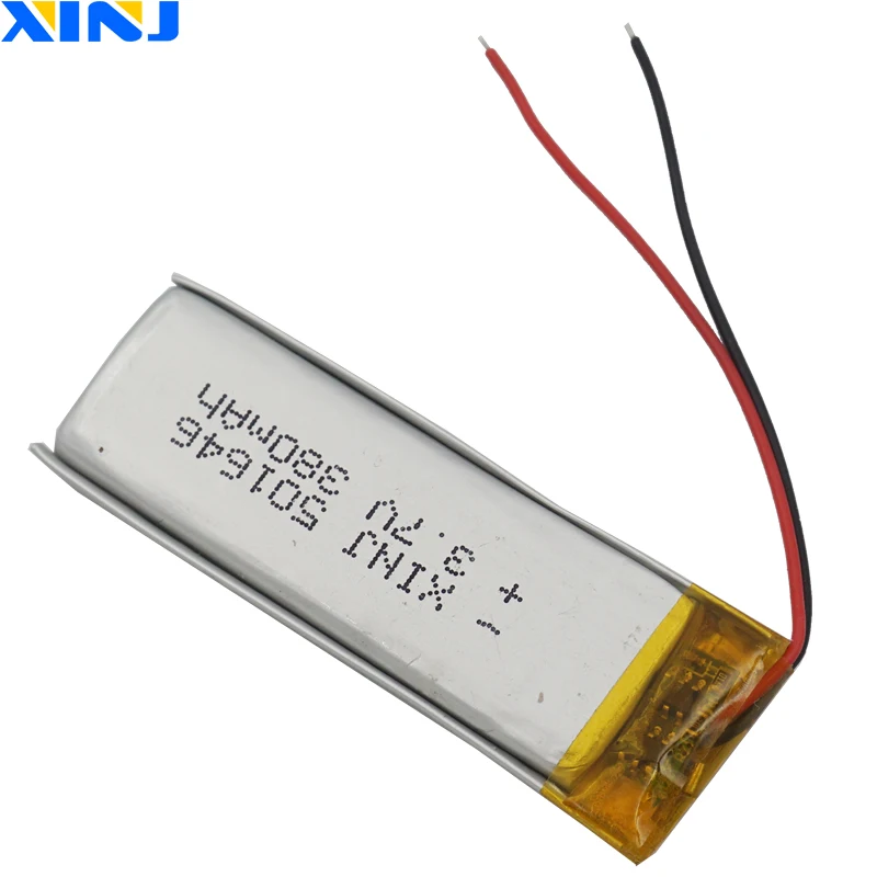 Batería de polímero de litio Lipo para coche, dispositivo de 3,7 V, 380 mAh, 501646, para GPS, DashCam, Sat Nav, DIY, cámara de conducción, grabadora, 10 piezas