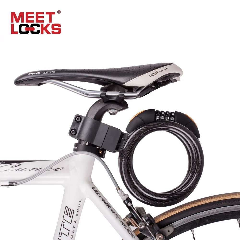 MEETLOCKS Bike Locks Bicycle Lock Anti-theft Coiled Cable Lock Changeable Code Bicycle Accessories Cycling Candado Bicicleta