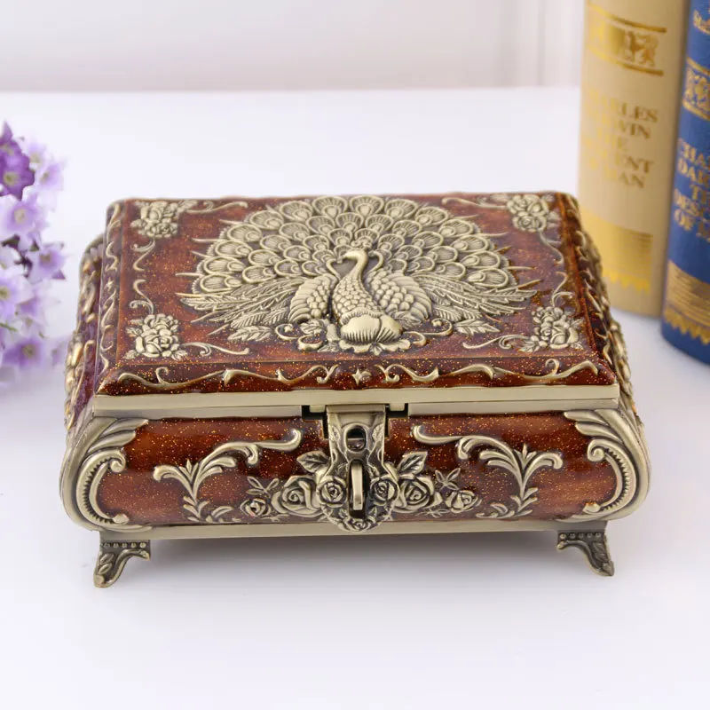 

Europe Large Size Silver/ Bronze metal jewelry Case Tin Storage Box Makeup Organizer Girl's Gifts Box Z117