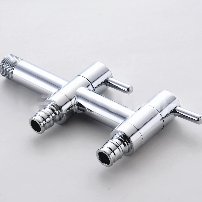 

Double Water Outlet Garden Washing Machine Faucet Brass Tap Bathroom Bidet Faucet Polished chrome-plated Fast On Faucets