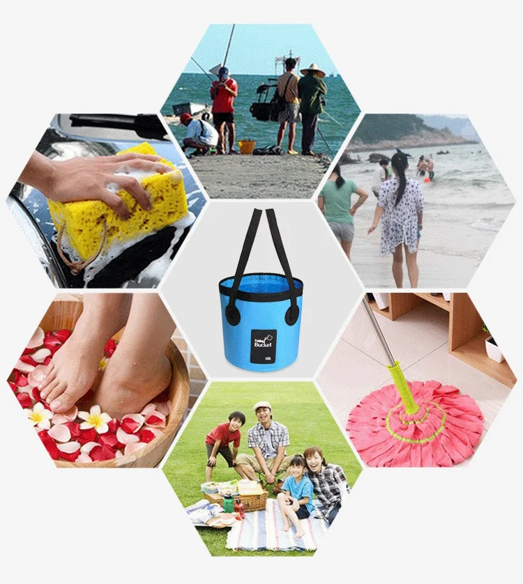12L 20L tragbarer wasserdichter Wasserbeutel, faltbarer Eimer, Wasservorratsbehälter, Tragetaschen für Angeln, Camping, Wandern – Detail 12