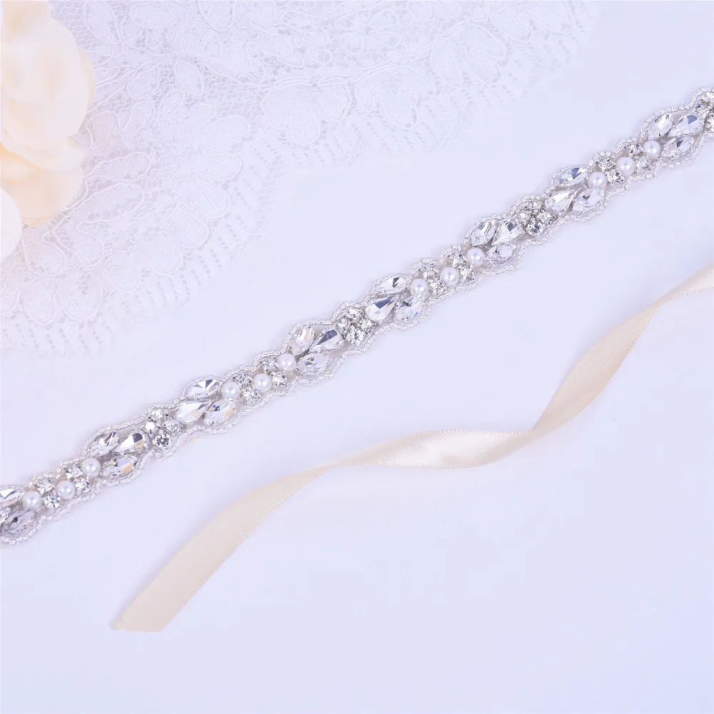 Sesthfar Kralen Crystal Wedding Riem Hand Bruids Riem Strass Bruids Riem Voor Bruiloft Avondjurken