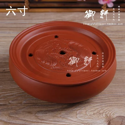 Yixing purple sand tea tray tea sea ship 6 inch Pisces round storage ground red tea tray kung fu tea set