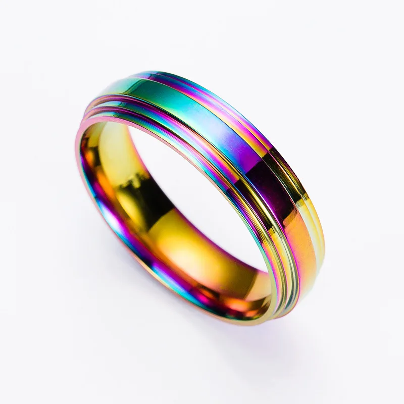 High Quality Rainbow Stainless Steel Ring for Women/Men Fashion Jewelry Accessories