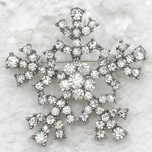 

60pcs/lot Mixed Color (Can Notes Color) Wholesale Rhinestone Snowflakes Christmas Flower Pin brooches jewelry Gift C101543