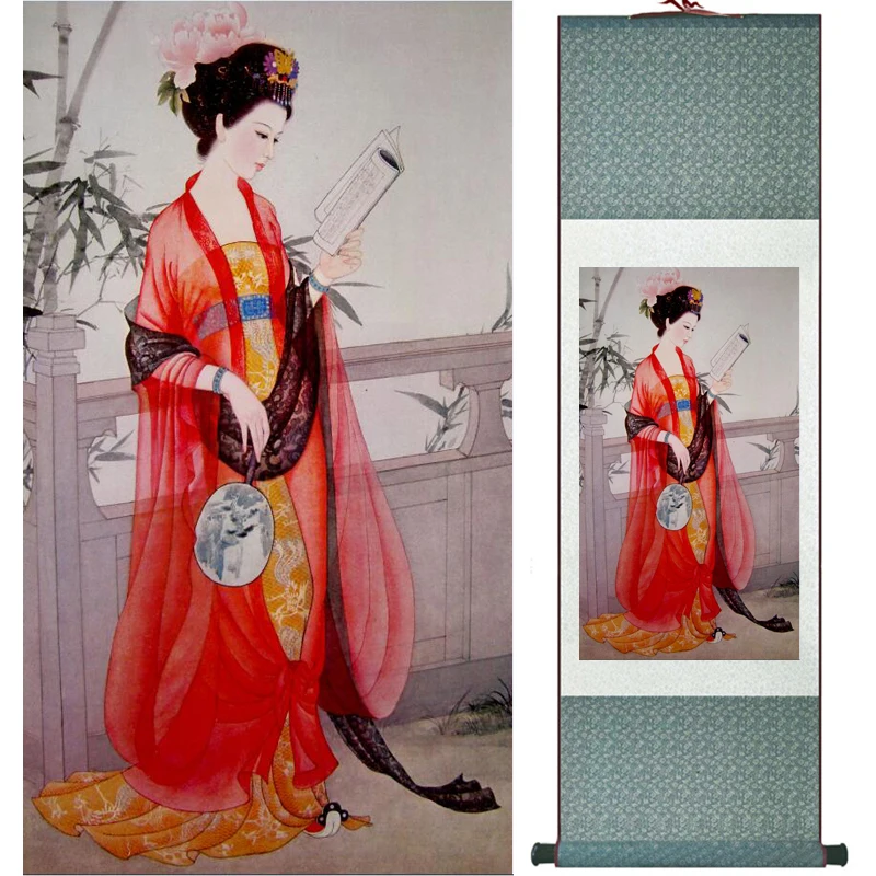 

portrait painting Home Office Decoration Chinese scroll painting women art paintingPrinted painting LTW2017112705